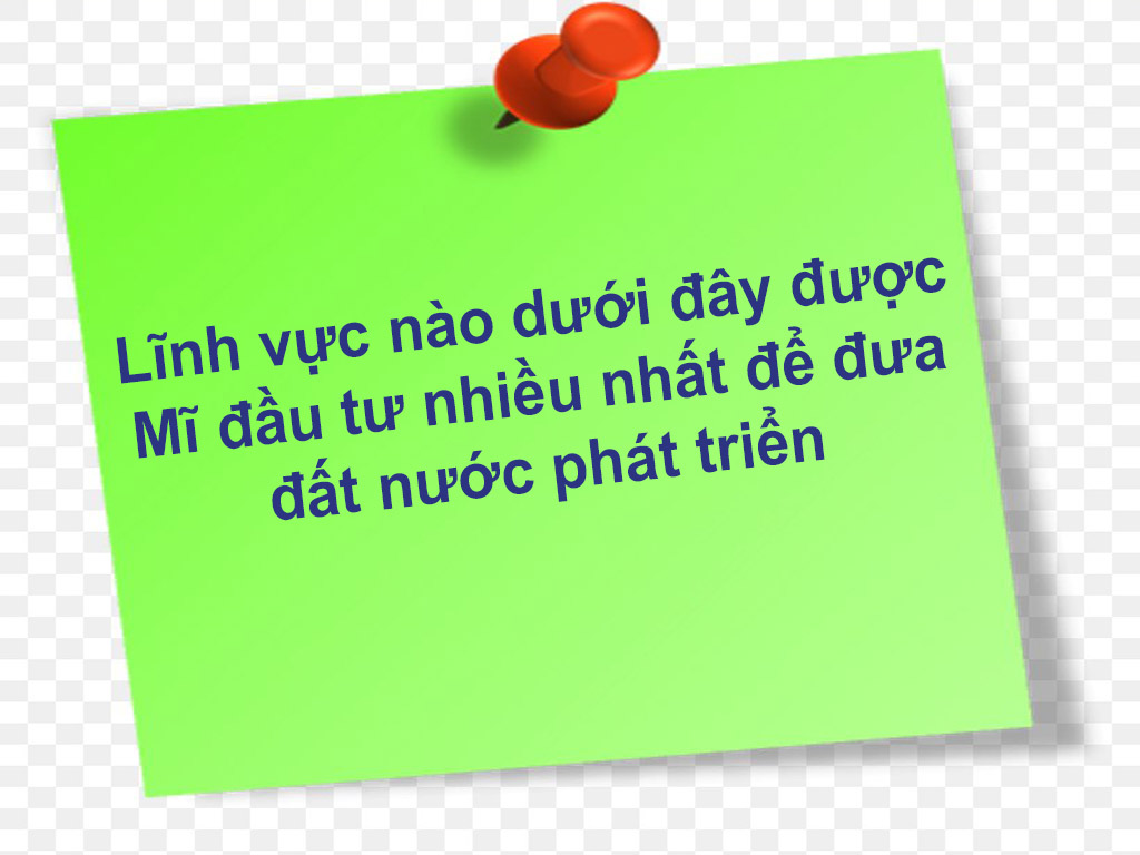 Lĩnh vực nào dưới đây được Mĩ đầu tư nhiều nhất để đưa đất nước phát triển?