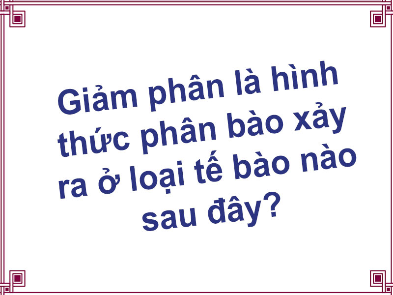 Giảm phân là hình thức phân bào xảy ra ở loại tế bào nào sau đây?