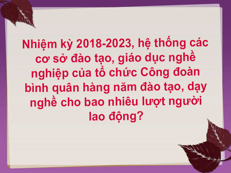 Nhiệm kỳ 2018-2023, hệ thống các cơ sở đào tạo, giáo dục nghề nghiệp của tổ chức Công đoàn bình quân hàng năm đào tạo, dạy nghề cho bao nhiêu lượt người lao động?